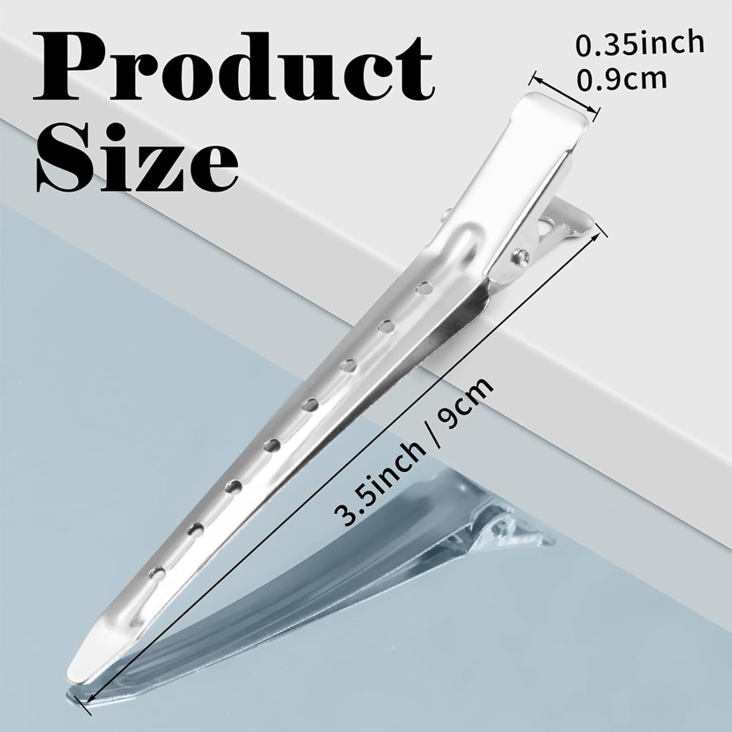 24 Silver Metal Duck Billed Hair Clips Silver for Styling Sectioning, 3.5-Inch Rust Resistant Metal Crocodile Skin Roll Hair Clips, Used for Hair Dyeing, DIY Bow Tie, Hair Extensions Salons ,Curls & Long Hair image number 2