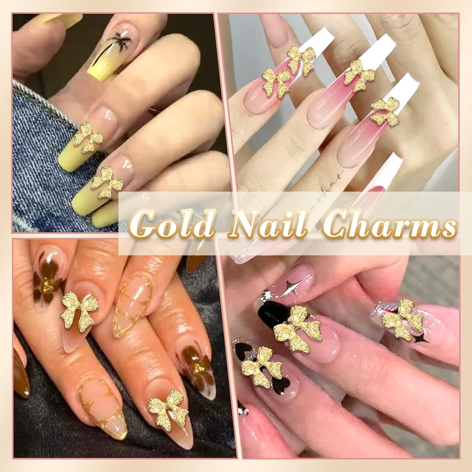80 Pcs 3D Bow Metal Nail Charm, Gold Nail Bows Charms for Alloy Nails, Luxury Shiny Bows Nail Jewelry Charms, Luxury Cute Bows for Nail Art Accessories Design DIY Crafts