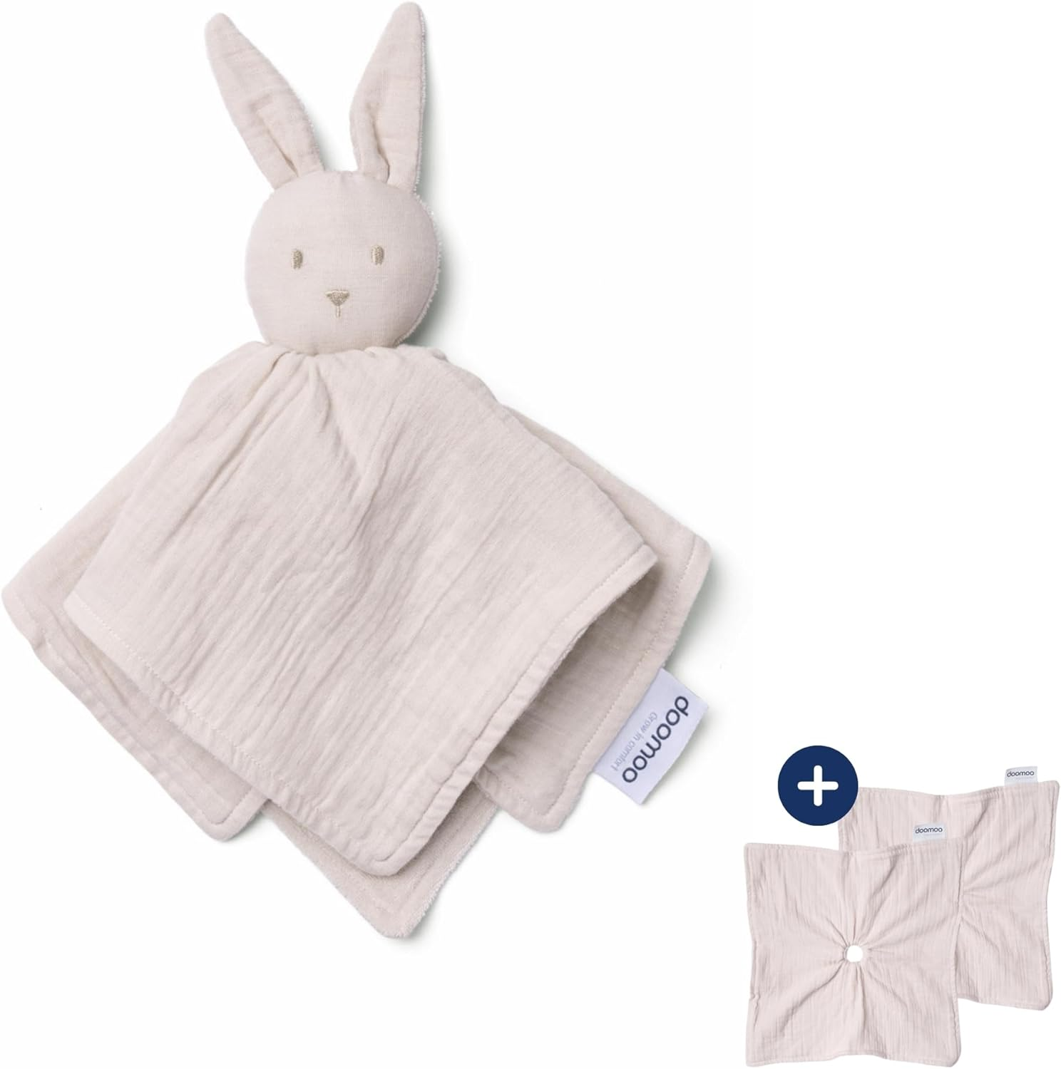 DOOMOO You&Me Baby Cuddle Blanket - Comforter Made of 2 Textile Bodies - Made of Organic Cotton and Organic Terry Cloth - Oeko-Tex Certified - Gift Idea for Birth - Almond