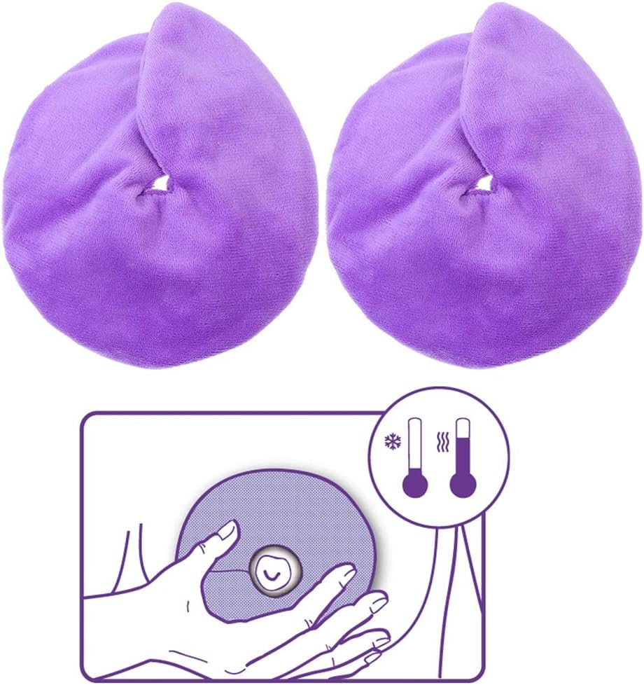 2 Pack Breast Ice Pack Cooling Breast Gel Pads with Soft Plush Backing for Pain Relief of Breastfeeding Swelling (Purple) image number 5