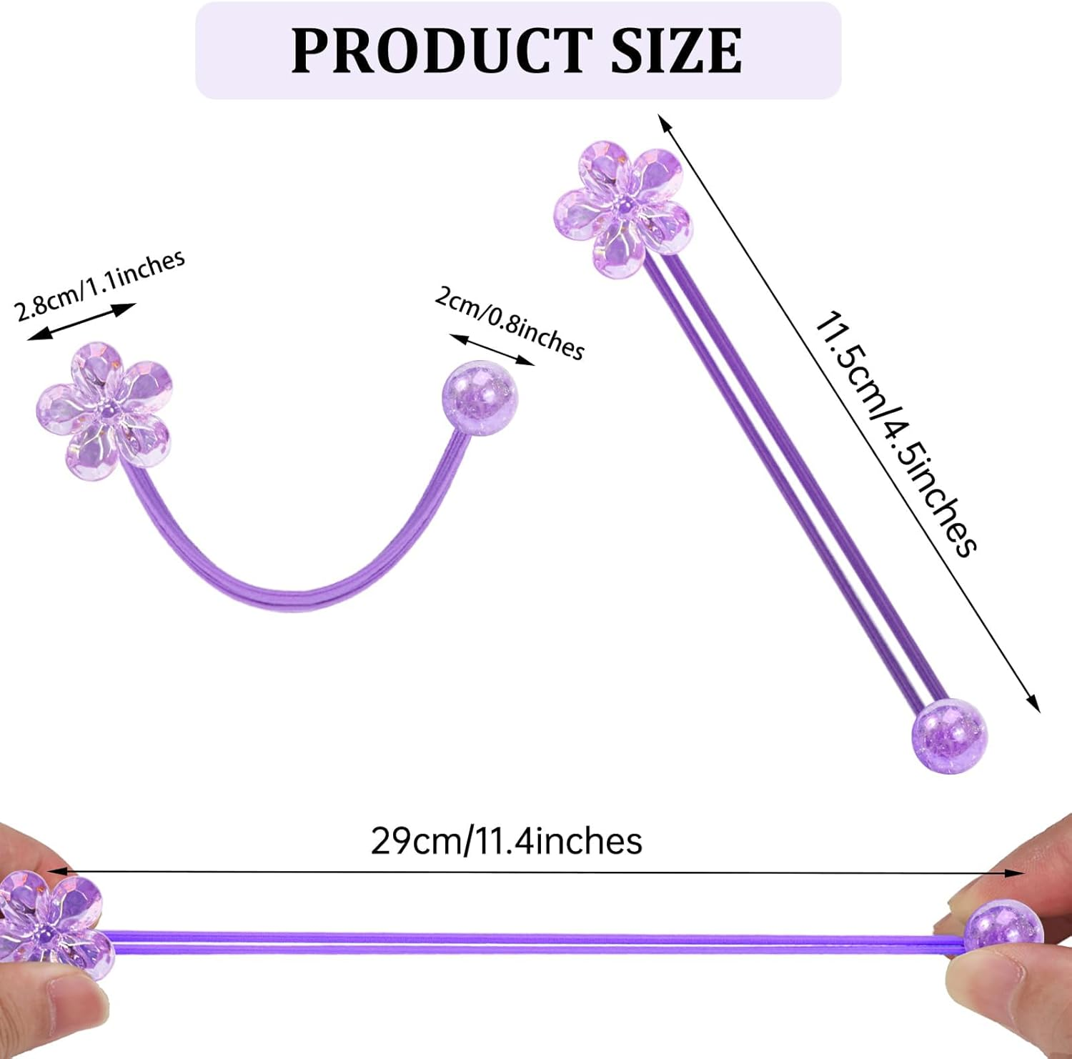 Yeomju Pack of 12 Ball Charm Hair Bobbles for Girls, Colourful Ball Petal Beads, Hair Bobbles with Balls, Shameless Ponytail Holder for Toddlers, Girls image number 2