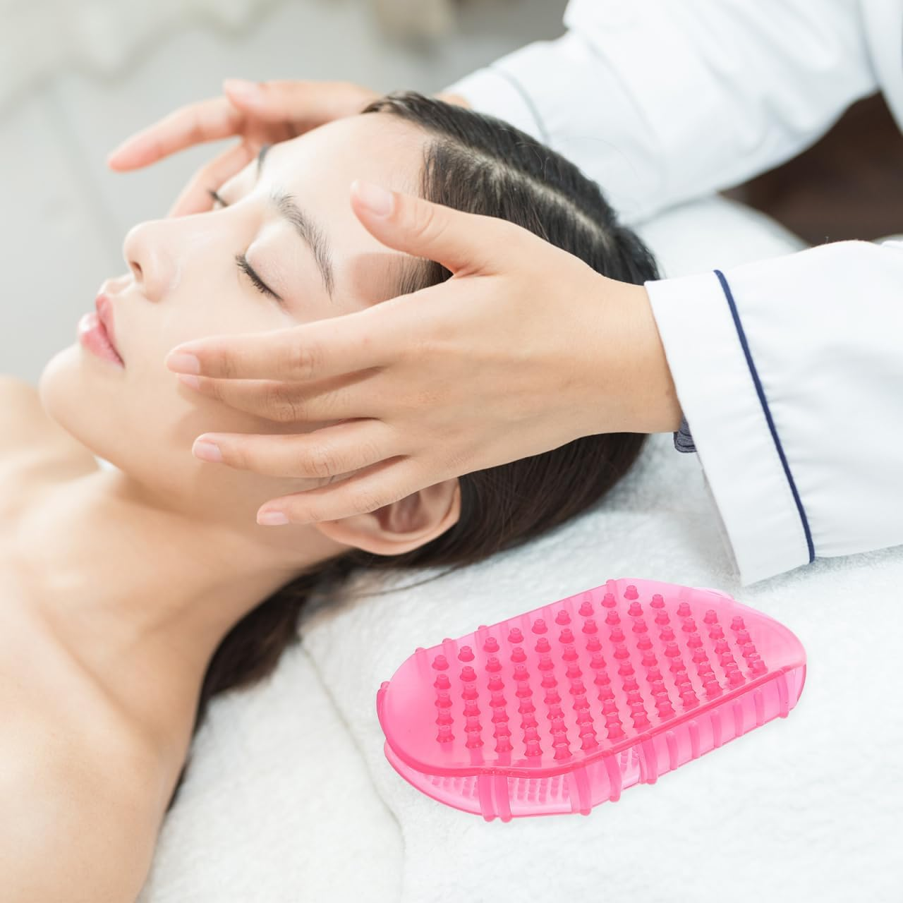 2 Pcs Double Sided Brush Silicon Body Scrubbers Bath Scrubbing Gloves Silicone Scrubbers Exfoliating Scrub Practical Massage Spa Gloves PVC Household Shampoo Brush image number 5