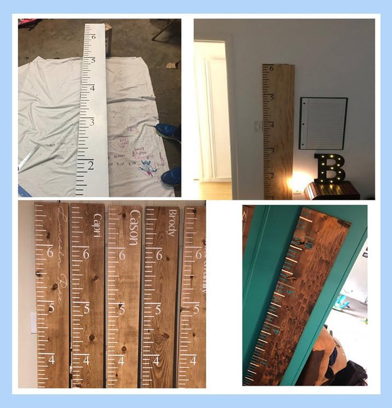 7 Feet Growth Chart Stencil,12 X 6 Inch,7 Pcs Kids Height Growth Chart Reusable Ruler Template for Painting on Wood Wall Paper with Art Brush/Ruler/Storage Bag, image number 3