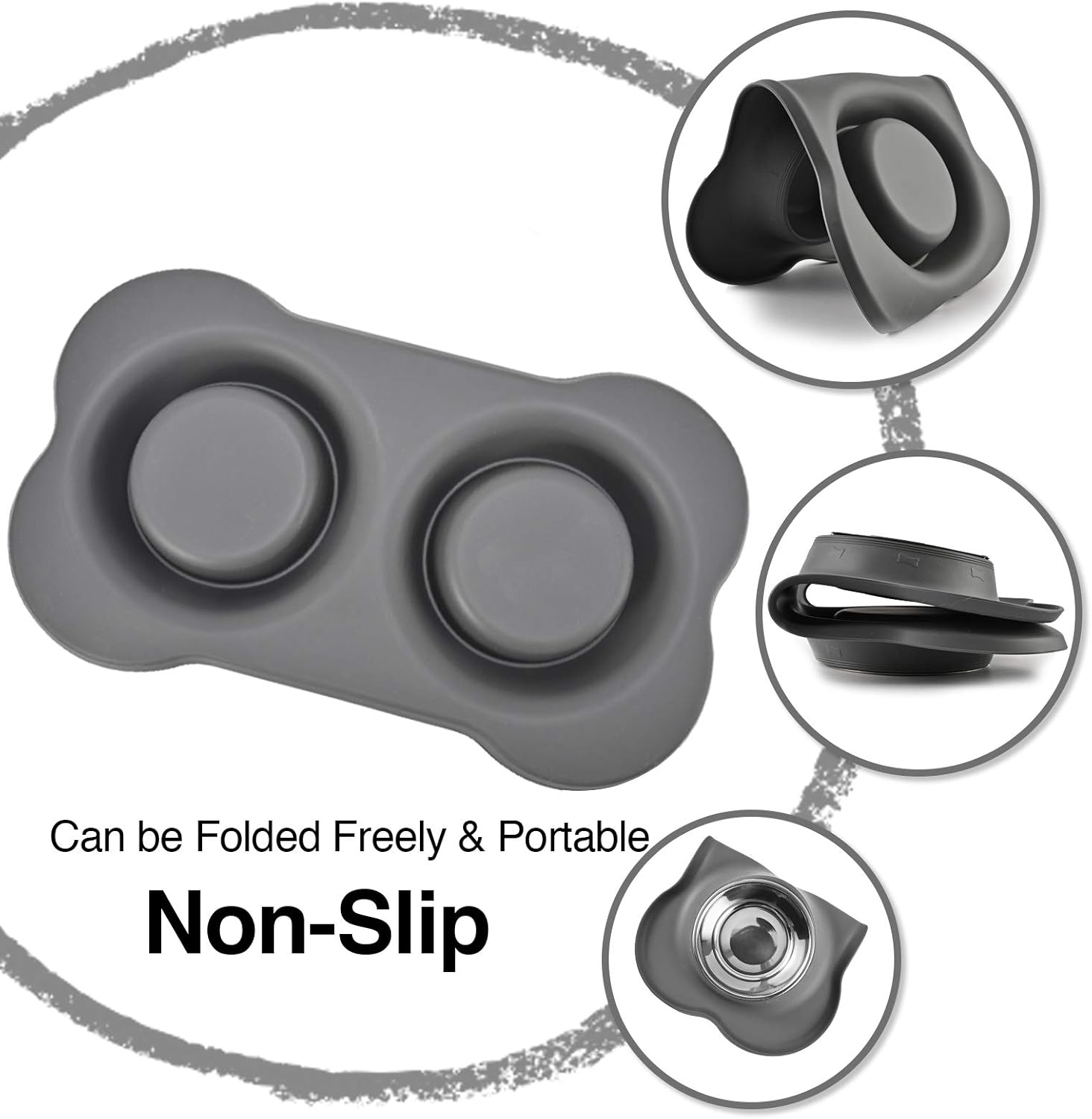 Juqiboom Dog Bowls 2 Stainless Steel Bowl for Pet Water and Food Feeder with Non Spill Skid Resistant Silicone Mat for Pets Puppy Small Medium Cats Dogs