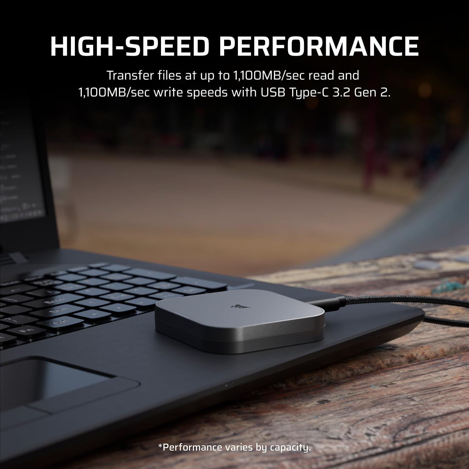 CORSAIR EX300U 2TB Portable External USB-C SSD &ndash; USB 3.2 Type-C Gen2 Connection, Plug and Play, Magsafe, Cable Included &ndash; Windows PC, Macos, Ios, Ipados, Android &ndash; Grey image number 1