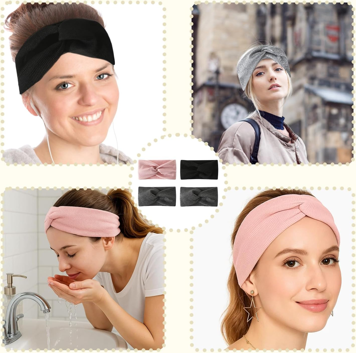 4 X Women'S Headbands, Breathable Headbands for Summer, Can Be Used as a Christmas Gift, for Women, Elastic Hair Bands for Yoga and Everyday Sports Scenes image number 1