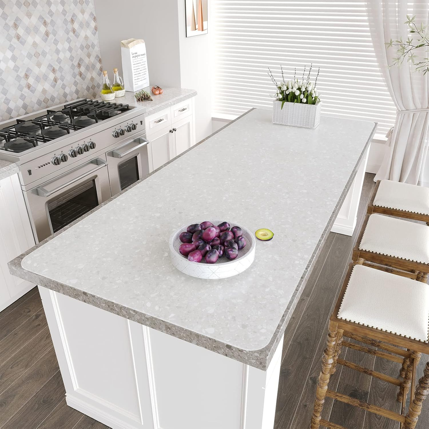 Warome Silicone Mat, 78.7&rdquo;X 23.6&rdquo; Heat Resistant Mats for Countertop, Extra Large Protector, Multi-Functional Cuttable Kitchen Counter, Counter/Crafts- Grey, (GY-SL-78.7)