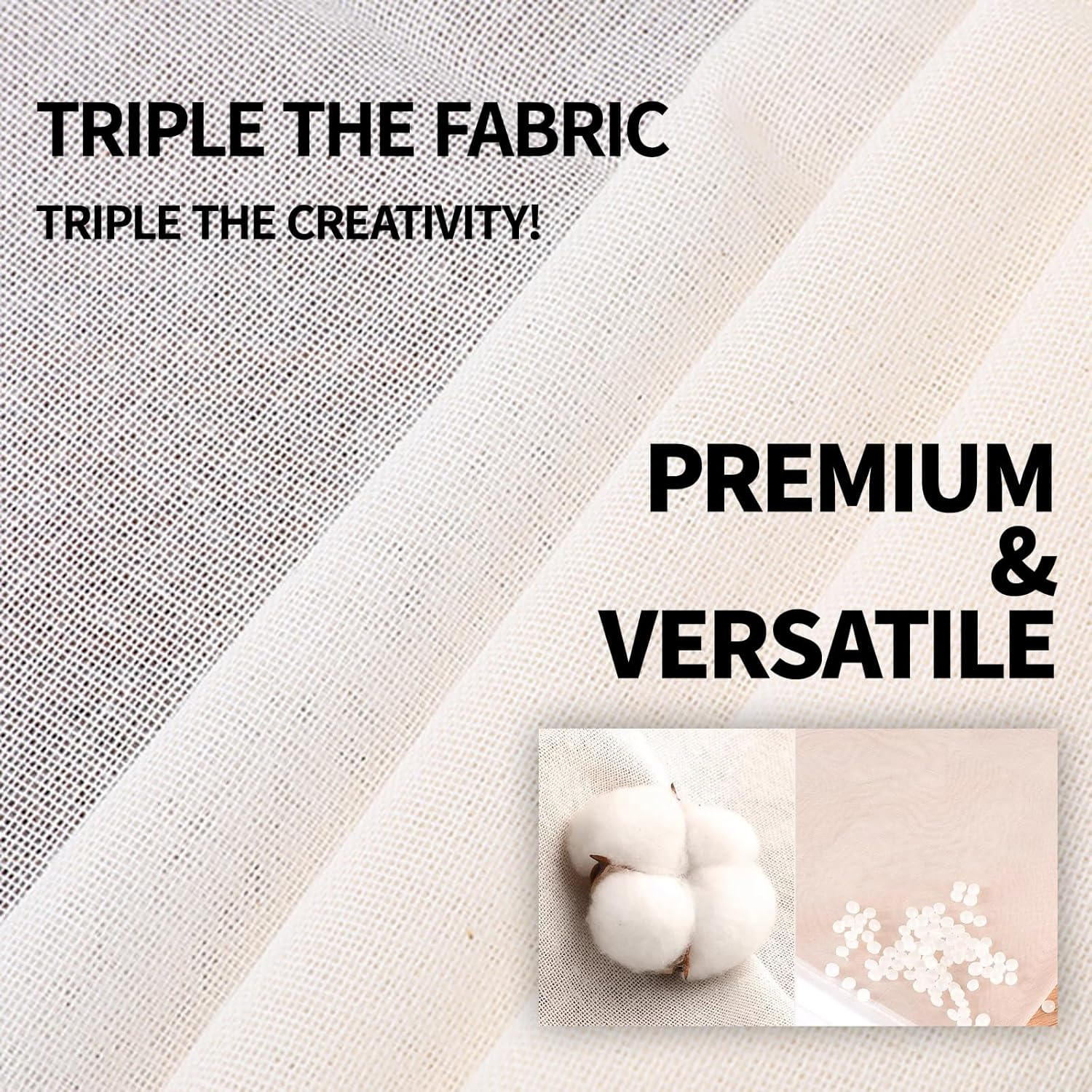 3 Pcs Grade Cheesecloth, Cheese Cloths, Dual Layer Design Pure Cotton Muslin Cloths, Ultra Fine Soft Square Cheesecloth Cheese Cloths Muslin Cloth Weave Fabric Filter for Cooking, Baking image number 2