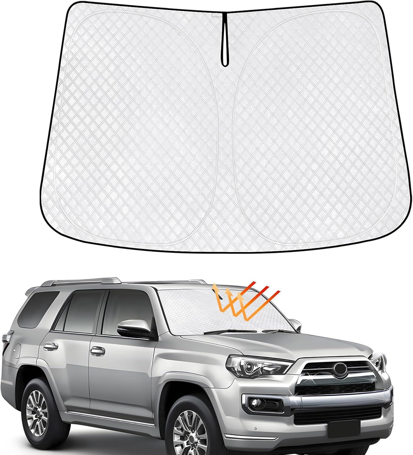 KMF Windshield Sun Shade for Toyota 4Runner 2010-2024 with 310T Foldable Car Sun Shade,Custom Fit Sunshade for Front Window Sun Visor Protector Interiors Block UV Rays Accessories image number 2