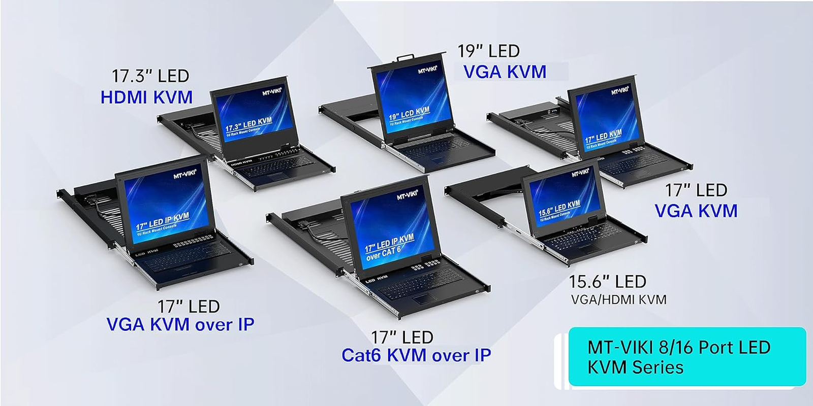 Mt-Viki 1U Rack Mount KVM Console, 8 Port KVM VGA Switch W/15.6'' LCD Monitor, 1080P, Mount into 23.6-31.5 Inch Deep Server Cabinet, Integrated Touchpad+Keyboard+8 KVM Cables image number 4