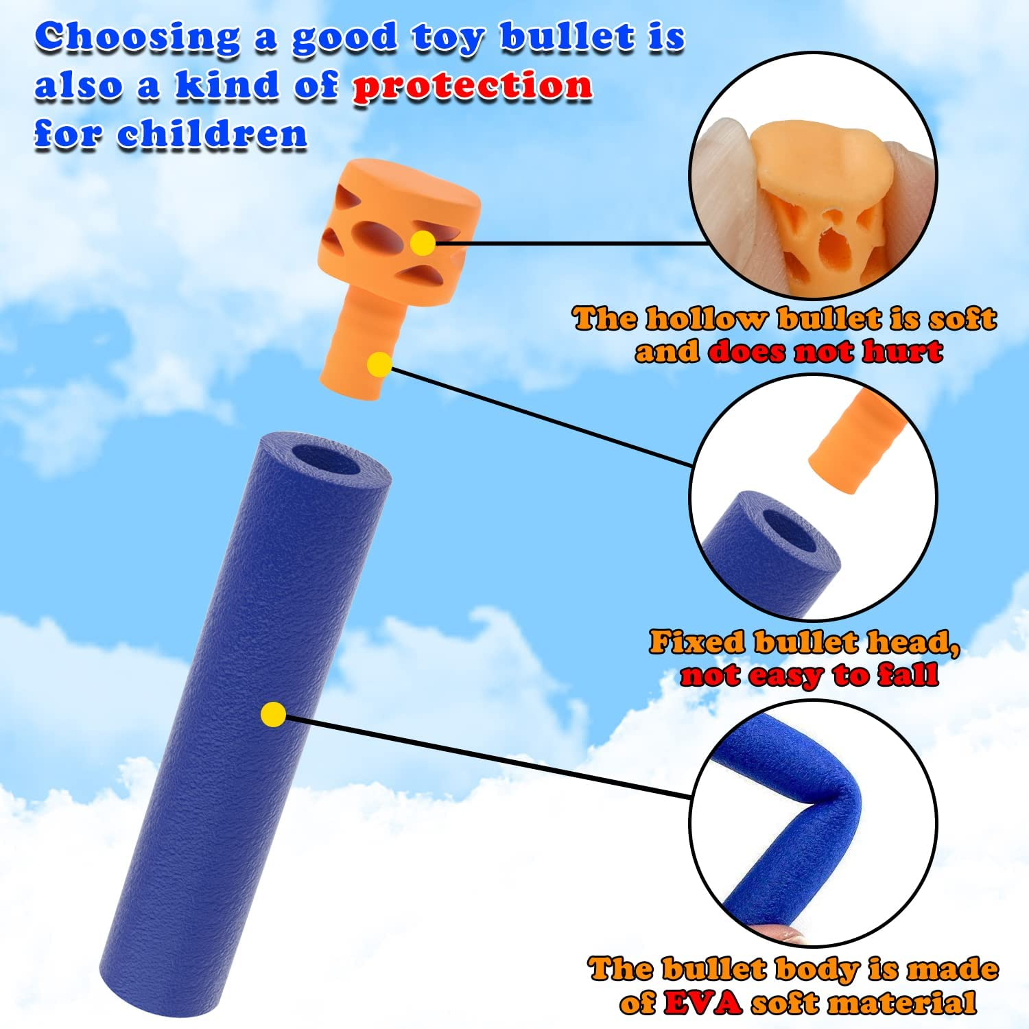 EKIND 200 Pcs Waffles Darts Refill Pack Foam Bullet Compatible for NERF N-Strike Series Blaster (Mix Color)