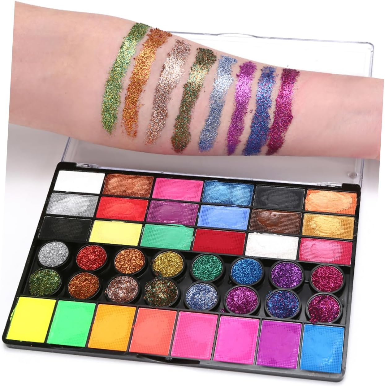 Beavorty 42 Colors Water Soluble Face Painting Kit Brush, Children'S Party Face Makeup Paint Set, Festival Body Paint Pigments for Soccer Fans and Cosplay image number 1