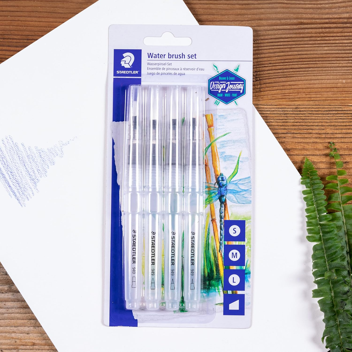 STAEDTLER 949-SBK4-C Design Journey Water Brush for Watercolour Painting (Pack of 4 Assorted Brushes)