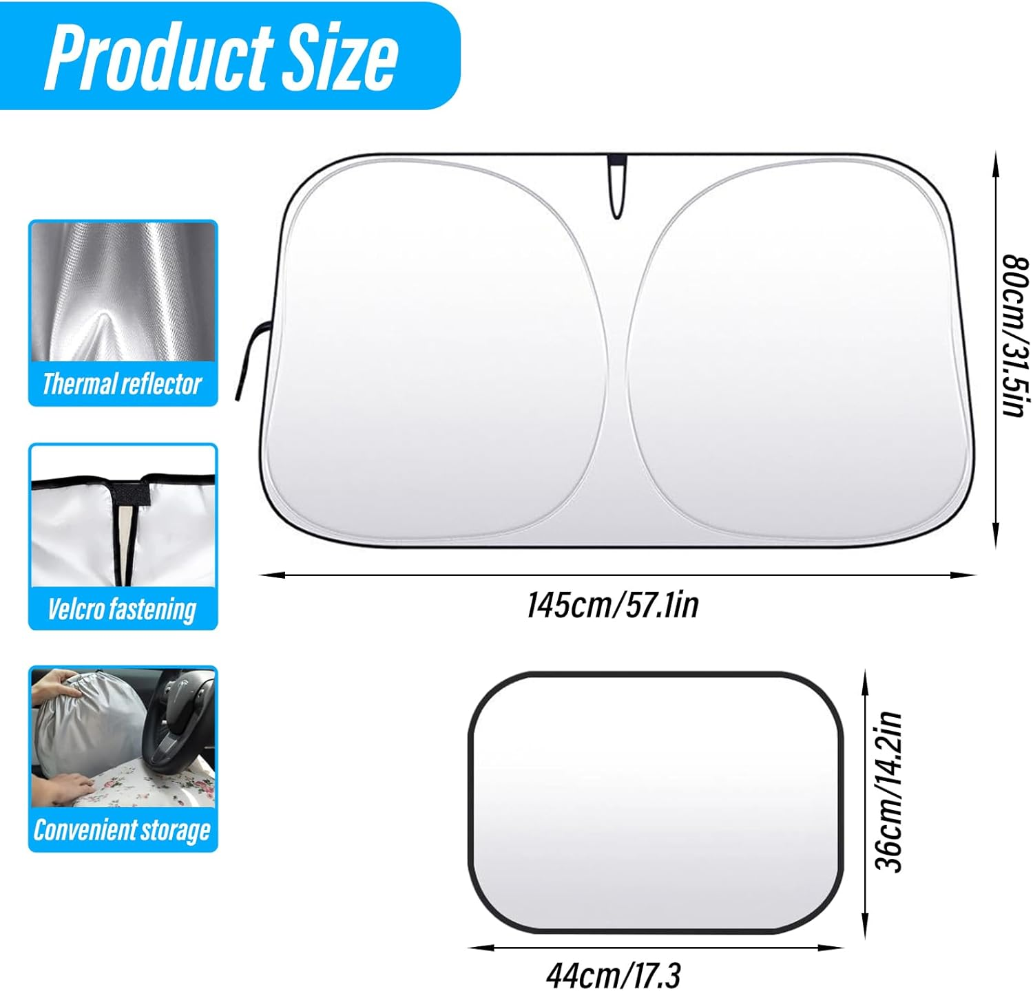 Car Windshield Sunshade with Side Window Mesh|Foldable Reflective Car Front Window Sun Shade Cover,Uv Protection Heat Insulation Sun Visor for SUV Sedan Truck RV (Large Front+4 Side) - Large Front+4 Side image number 3