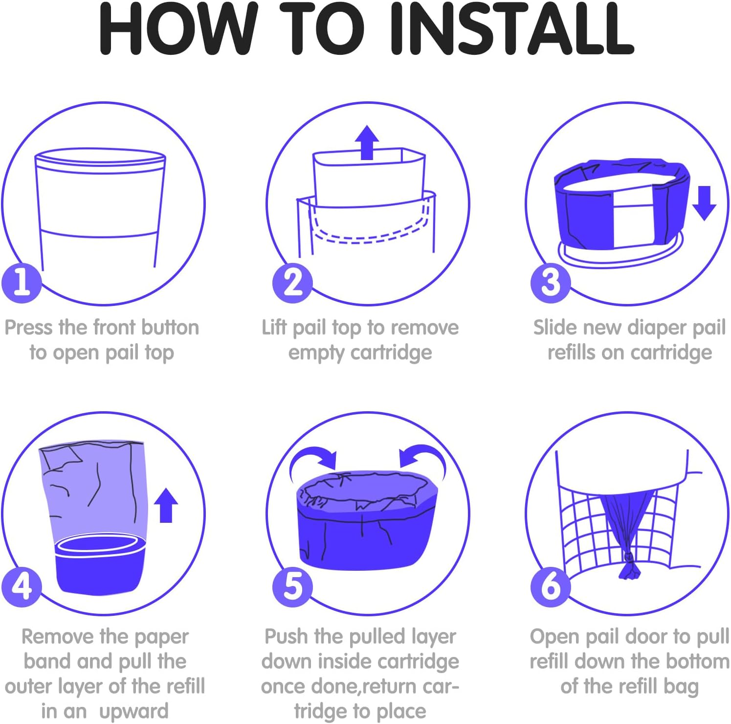 Yeaqee 12 Pack Diaper Pail Refills Bags Compatible with Dekor plus Adult Diaper Pail Liner Baby Scented Diaper Pail Bags Hold up to 7200 Diapers (Purple) - Green image number 2