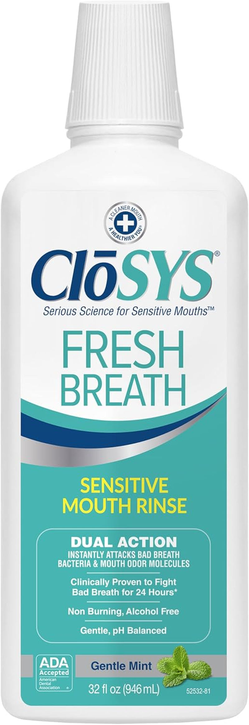 Closys Pre-Flavored Mouthwash, Alcohol Free, Mild Mint, 32 Ounce image number 1