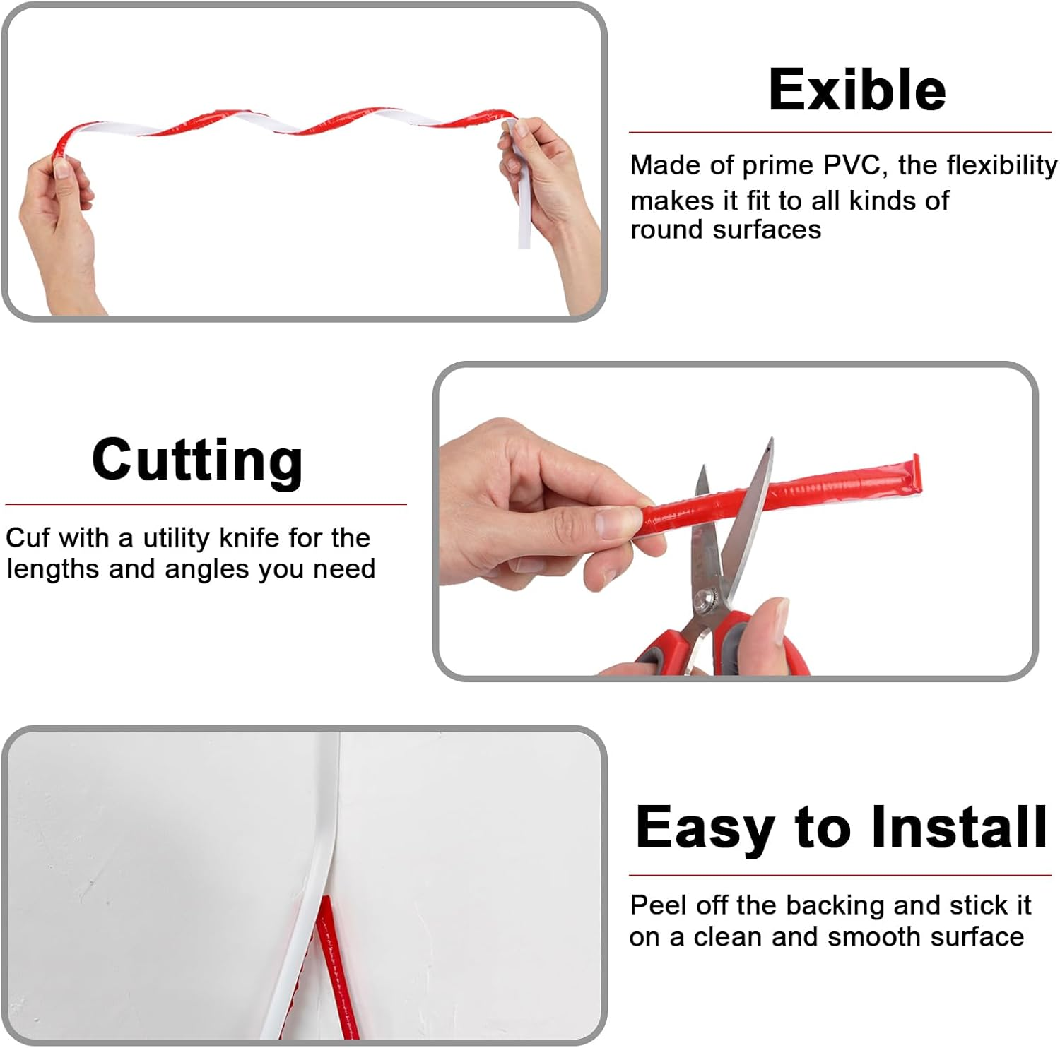 PVC Quadrant Trim, 10 FT Self Adhesive Plastic Wall Corner Edging Strip,Tpe Skirting Board Trim, Moulding Trim, Caulk Strip for Laminate Flooring, Wall, Ceiling, Cabinet (19Mm*13Mm, 3M)