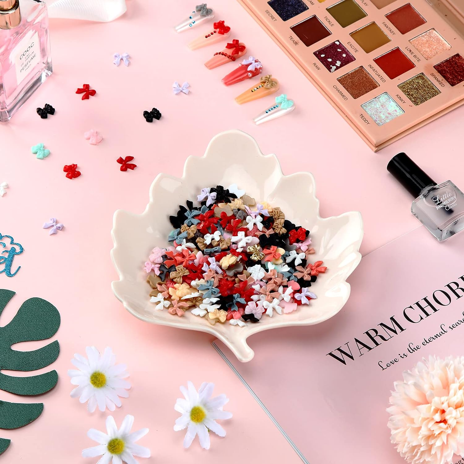 240 Pieces 3D Bow Nail Art Decorations 3D Bows Nail Charms Resin Bow Nail Decorations Colorful Bowknot Nail Accessories for Nail Art Designs Nail Decoration DIY Crafting image number 2