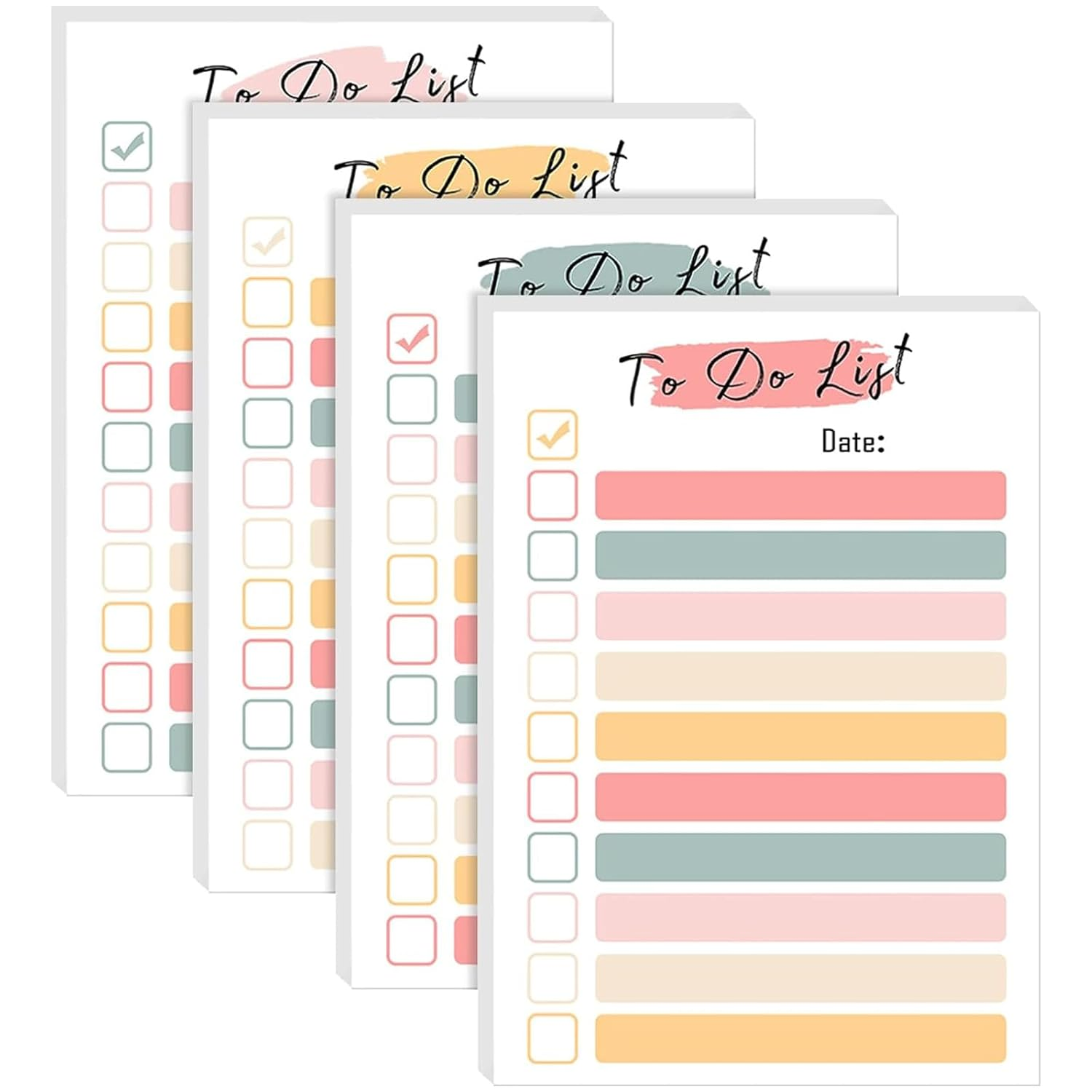 YQQZQ Do List Notepad,4 Packs 240 Sheets Colorful Design Daily Memo,Easy to Write and Read Do List Notes,Good Helper for Student Houseworker Secretary image number 3