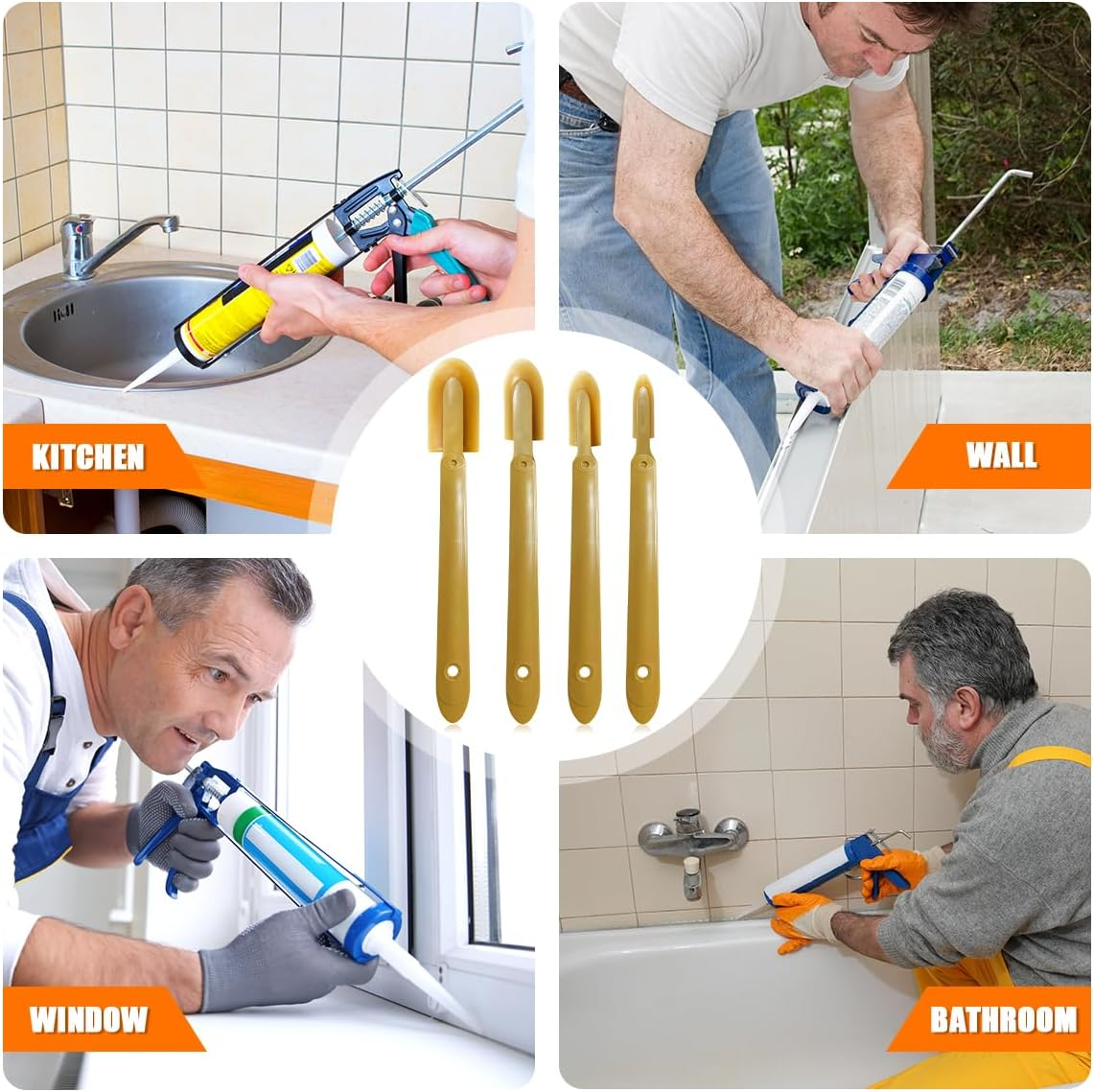 NILLOS Caulk Finishing Tool, 4 PCS Grout Sealant Caulking Smoothing Tool for Kitchen, Bathroom, Window (Multiple Shapes) image number 1