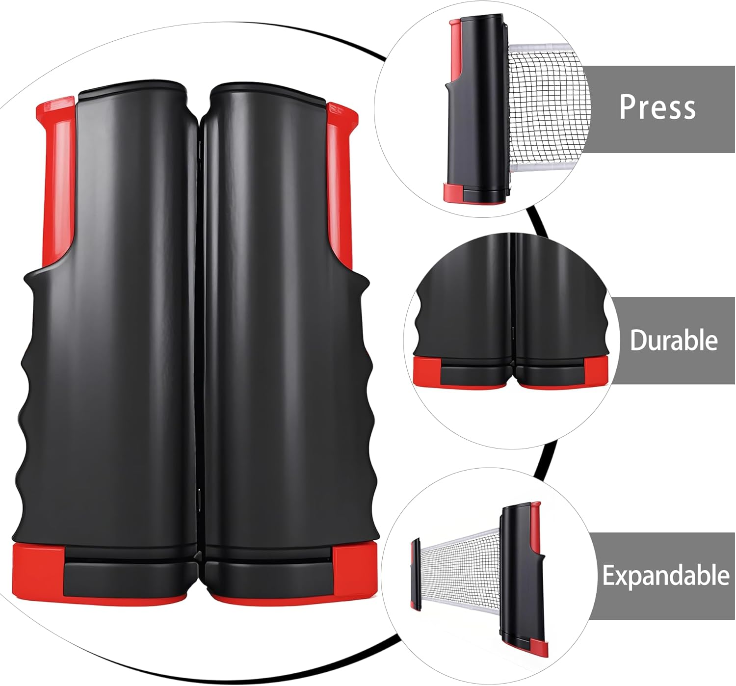 SPP Portable Table Tennis Set &ndash; Retractable Ping Pong Net, 2 Table Tennis Rackets, 6 Ping Pong Balls &ndash; Adjustable Net for Any Table, Indoor & Outdoor Play, Complete 2-Player Kit