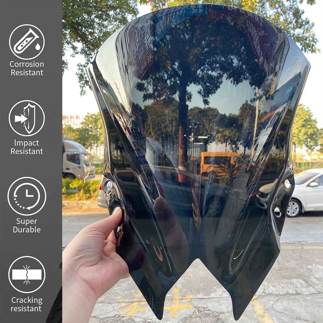 15" Racing Windshield Replacement for Ninja500 Ninja 500 SE 2024-2025 Motorcycle PC Windscreen Wind Deflector Protector Front Fairing (Dark Smoke)