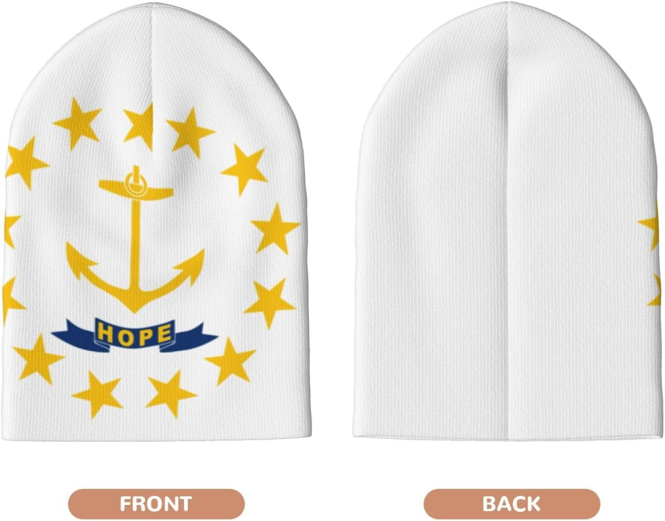 Edwal Rhode Island State Flag Print Womens Knit Beanie Hat Warm Winter Hats for Women Men Soft Cuffed Beanie Hat Unisex Black, Black, One Size image number 6