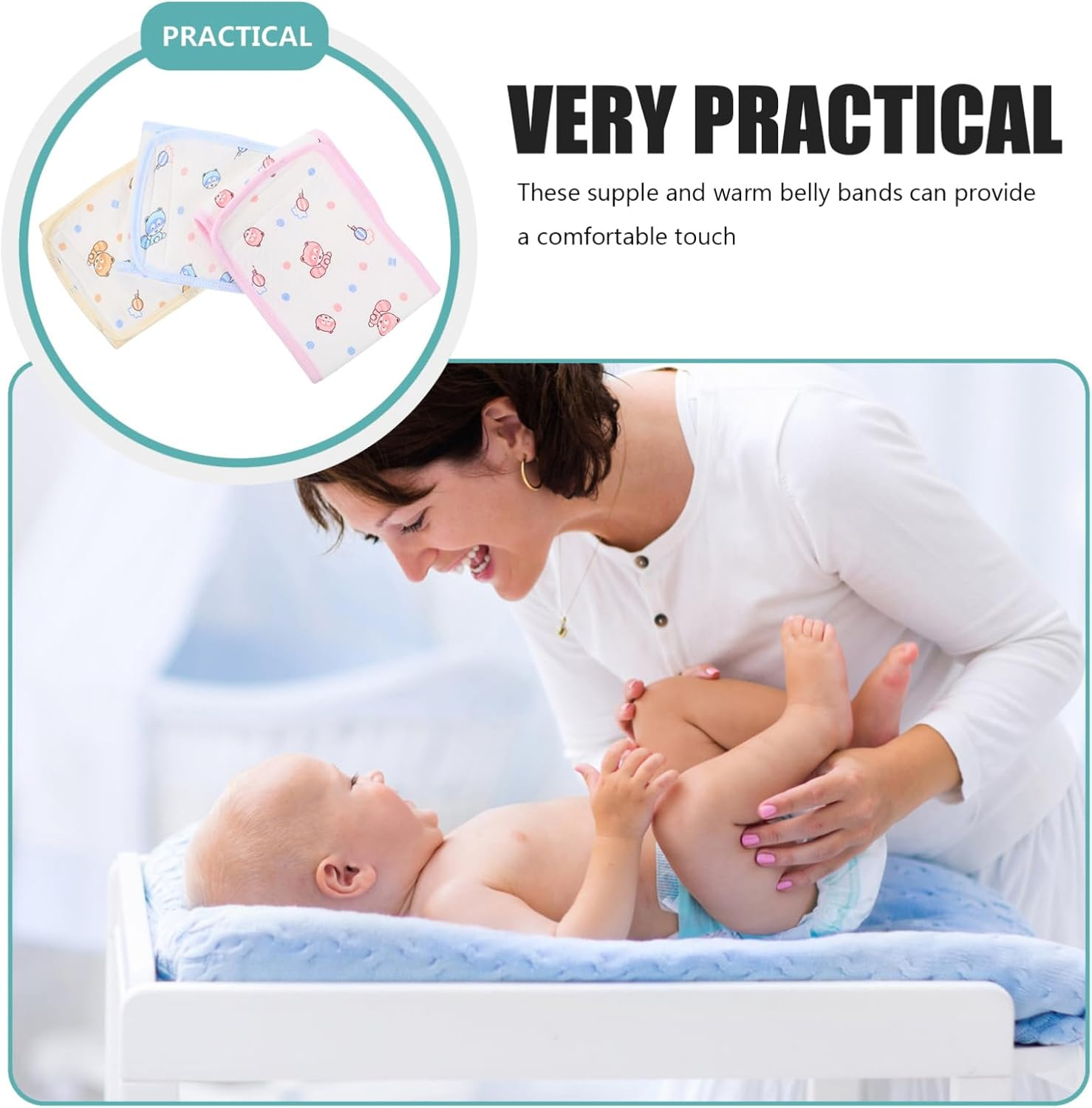 3Pcs Belly Band Cotton Material Pregnancy Bump Strap Postpartum Belly Band Straps Boy Girl Navel Belt Newborn Supplies image number 4