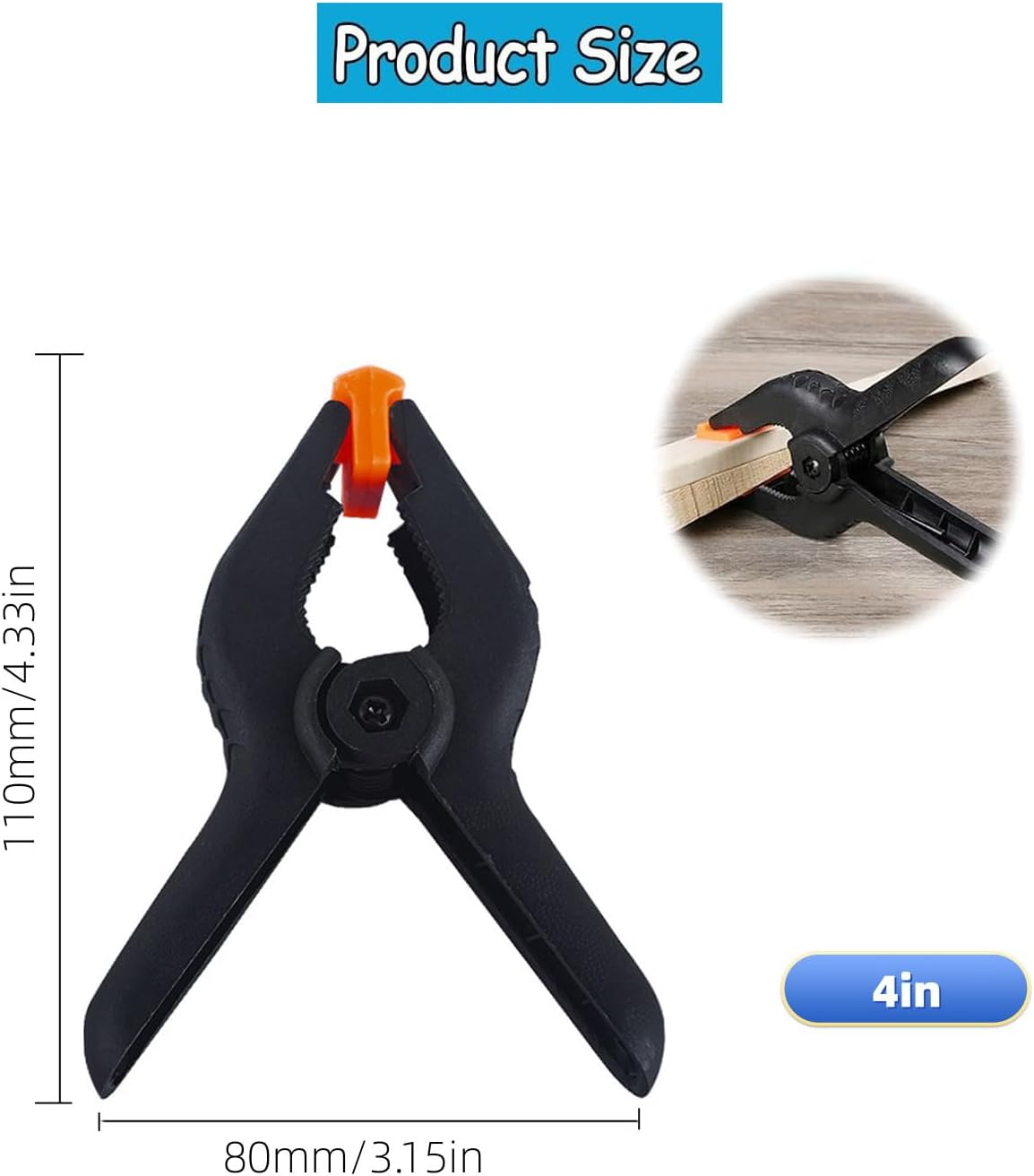 10 Pcs Spring Clamps, 4 Inch Heavy Duty Nylon Clips, Woodworking Tension Clamps, Plastic Grip for DIY Projects, Crafts, Photo Studios, Background(B)