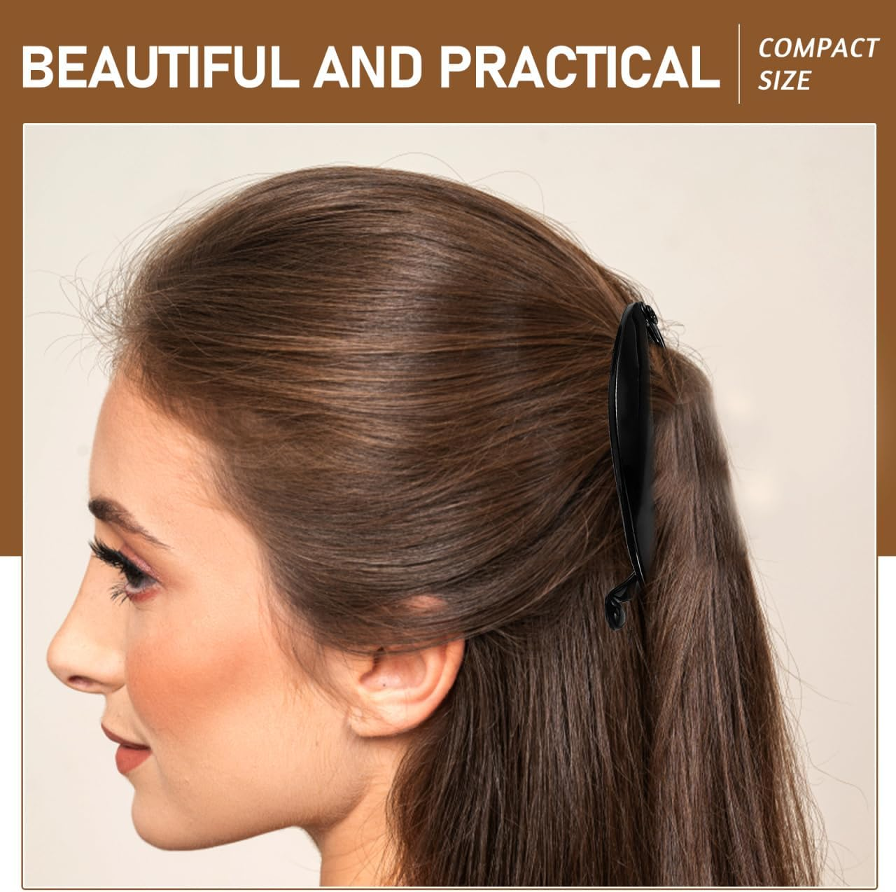 Healvian 6 Pcs Banana Hair Clips for Thick Hair round Hair Ponytail Holder Resin Hair Comb Hair Accessories for Women Girls - Black image number 6