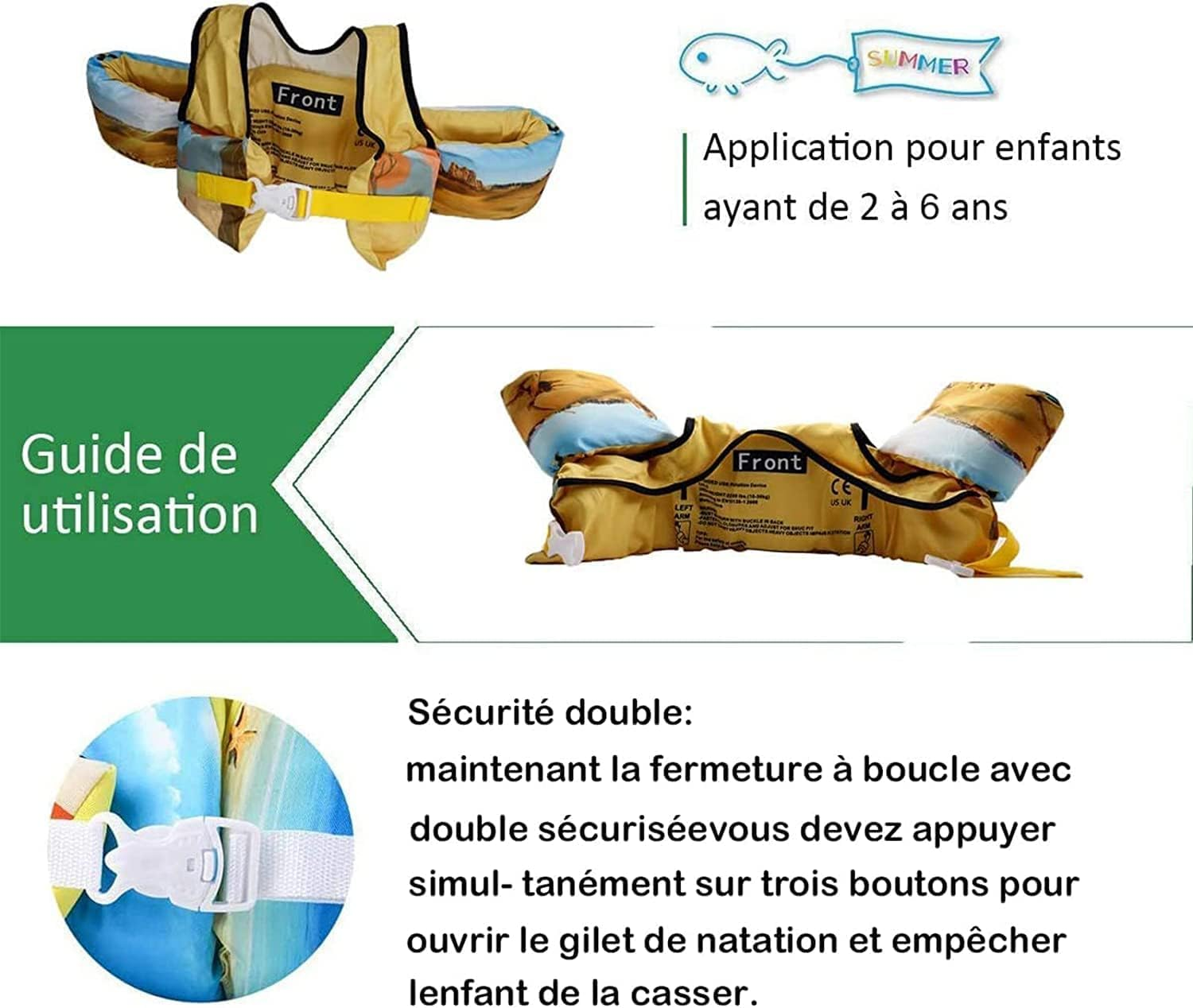 Children'S Swim Vest, SUIJIEEN Children'S Armband Life Jacket, Kids Floaties Baby Floatation Armband Swimming Training Aids for Boys/Girls 2 to 6 Years, 10 to 25 Kg