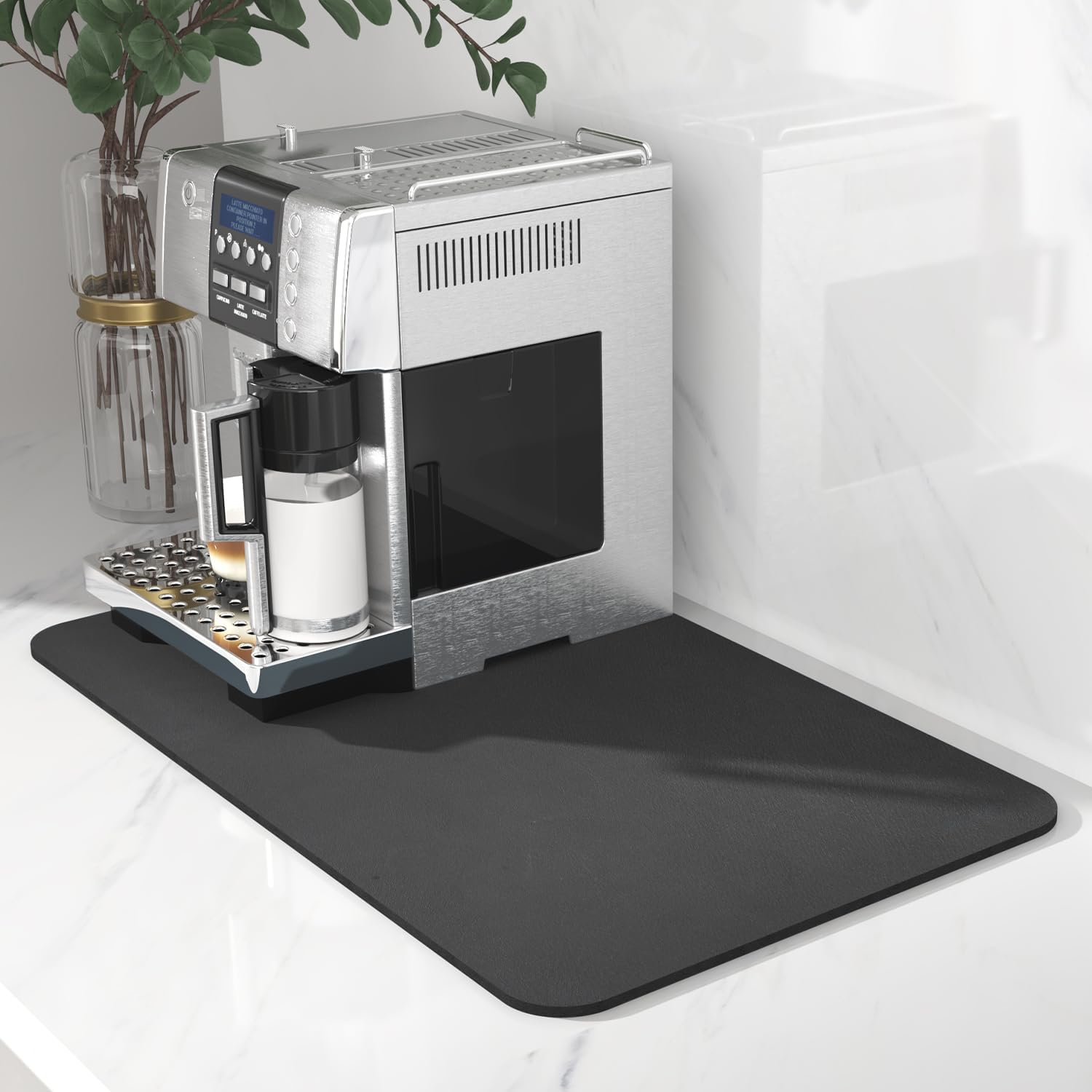 Coffee Mat Hide Stain Rubber Backed Absorbent Dish Drying Mat for Kitchen Counter-Coffee Bar Accessories Fit under Coffee Maker Coffee Machine Coffee Pot Espresso Machine Dish Rack 30X50 image number 2