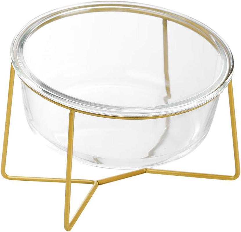 White Small Ceramic Tilted Elevated Cat Dog Bowl Raised Cat Food Water Bowl Dish Pet Comfort Feeding Bowls with Gold Iron Stand