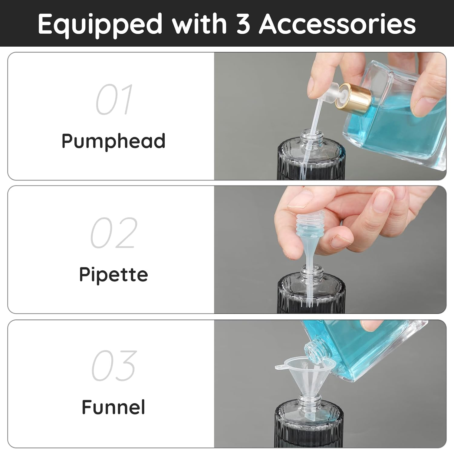 Segbeauty Travel Perfume Refillable Bottle, 2 Pcs Perfume Atomiser 30 Ml, Glass Perfume Spray Bottle, Perfume Empty Bottles, Portable Perfume Sprayer for Handbag (Gradient Black) image number 2