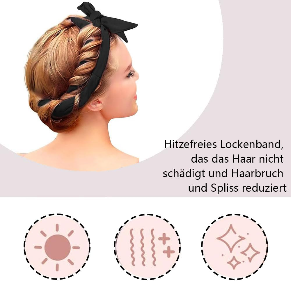 LATRAT Curler Curls without Heat, DIY Hair Curler Curling Band, Hairstyle Set for Medium Long Hair, Hair Clip & Scrunchies Gift for Girls and Women (Pink, One Size) image number 2