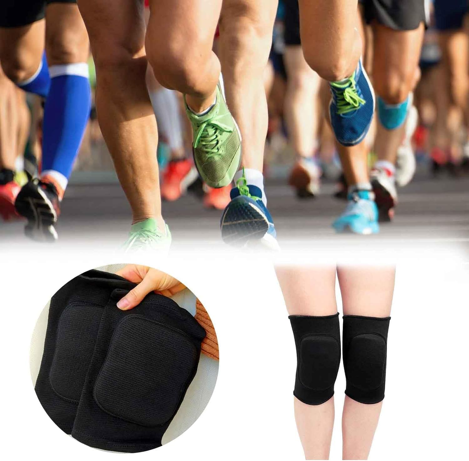 Protective Knee Pads Soft Breathable Knee Guards, Thick Sponge Anti-Slip Knee Protector Brace Sleeves Kneepads for Volleyball Football Dance Yoga Tennis Running Cycling Workout Men Women image number 5