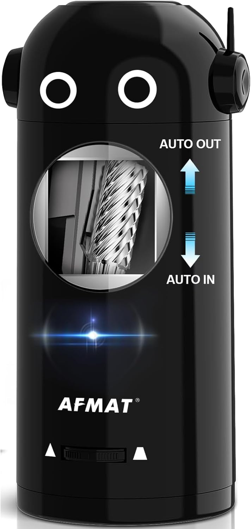 AFMAT Electric Pencil Sharpener, Fully Automatic Robot Pencil Sharpener for Colored Pencils 7-11.5Mm, Auto in & Out, Rechargeable Hands-Free Pencil Sharpener for Home/Classroom/Office, Blue