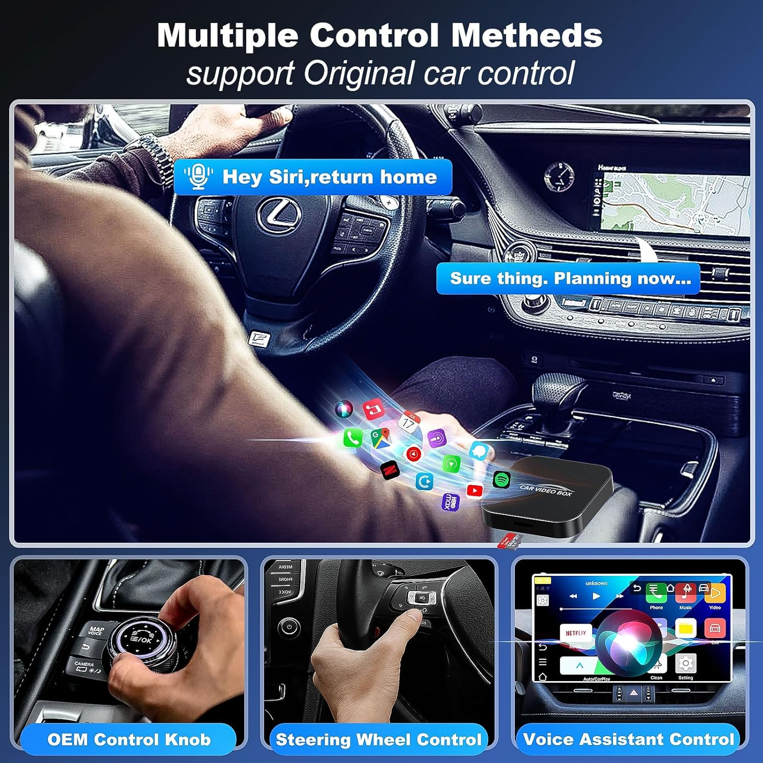 Wireless Carplay & Android Auto Adapter &ndash; Smart AI Box for Streaming Video with Netflix/Youtube/Tf Card/Usb Drive, for OEM Wired Carplay/Android Auto Cars image number 6