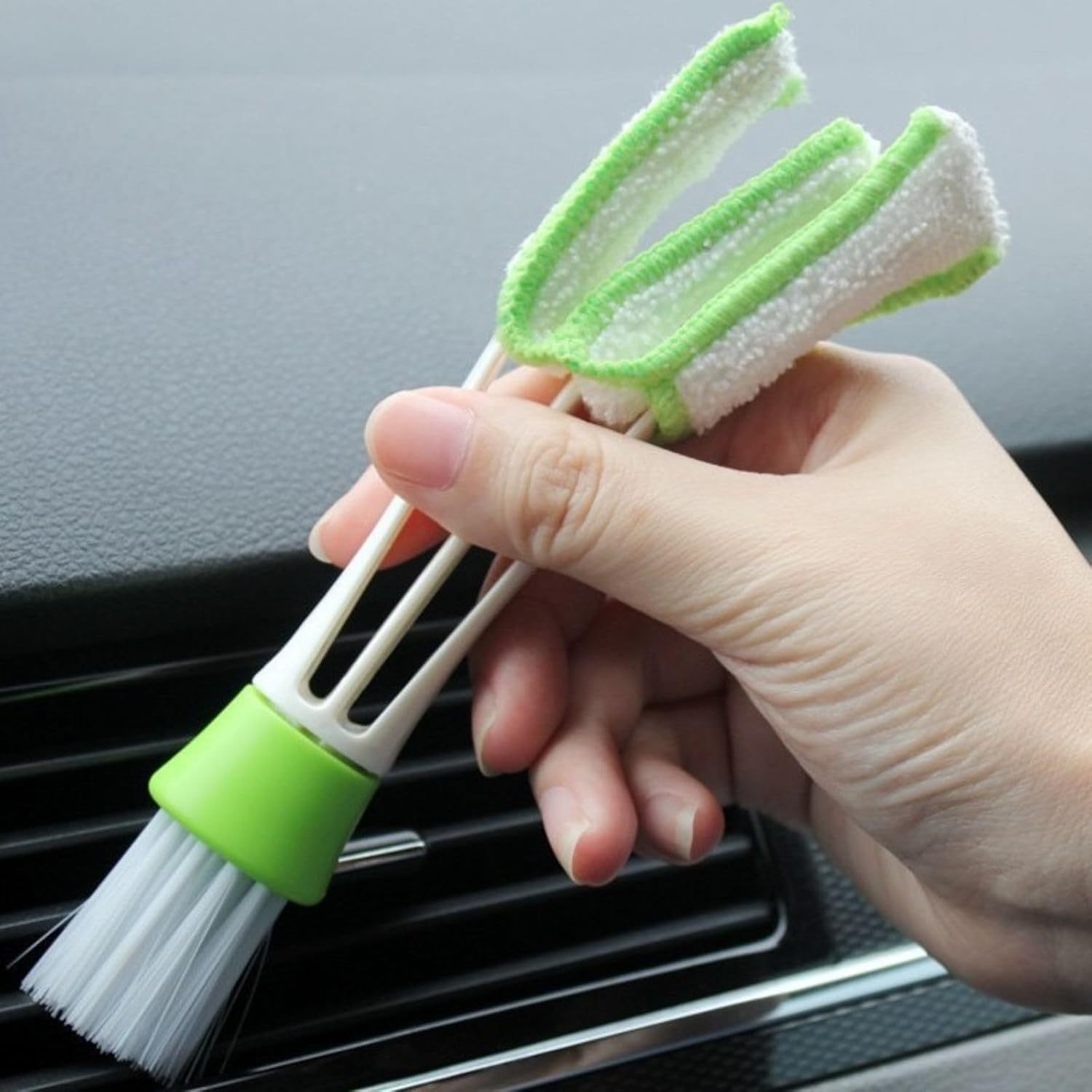 3 Pcs Car Air Outlet Mini Dust Collector, Double-Headed Car Air Conditioner Cleaning Brush, Interior Dust Removal Brush, Fan Cleaning Tool, Suitable for Car Interior, Keyboard, Blinds image number 2