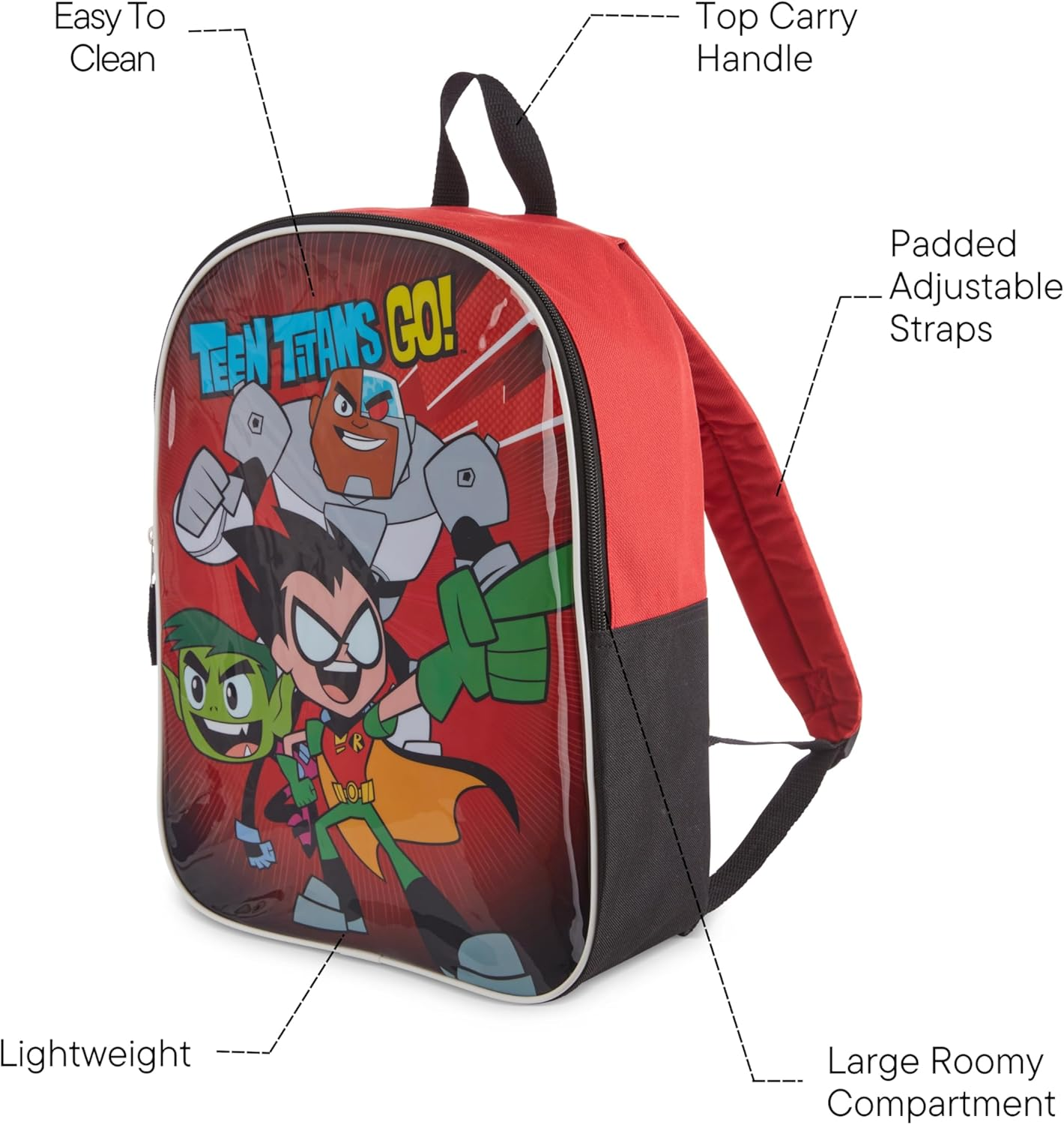 DC Comics Teen Titans Go Toddler Boy Backpack for Kids - Toddler Backpack with Padded Straps & Zip Compartment Little Kids Backpack - Comfy Backpack for Kids & Preschool Backpack - 15", Black, 15 Inch image number 5