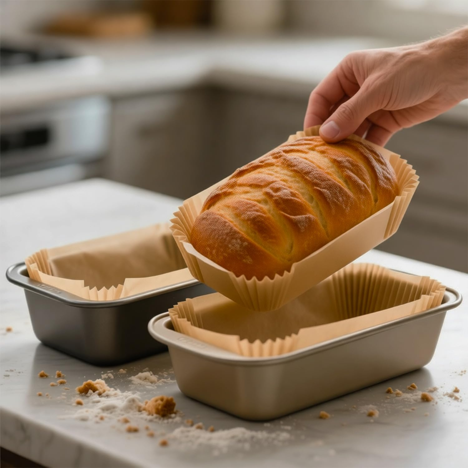 Loaf Pan Liners, 2Lb 9X5 Non-Stick Loaf Pan Parchment Liners for Baking Bread, Disposable Bread Pan Liners (100) image number 5