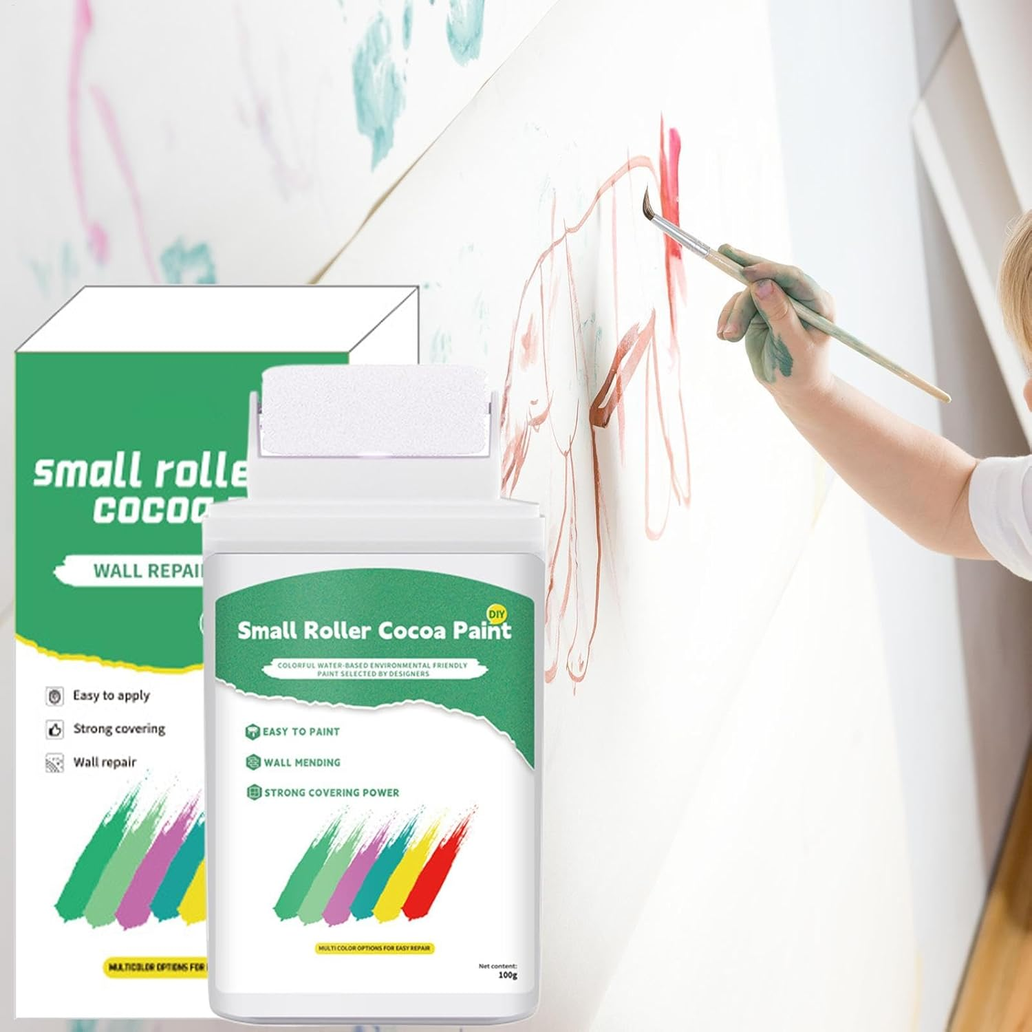 Wall Paint, Wall Repair Paste, Home Wall Painting Kit, White Ceiling Paint, Wall Touch up Paint, Paint with Roller Brush, Safe Wall Repair Kit, Wall Stain Remover Paint, Easy Wall Painting Solution image number 6