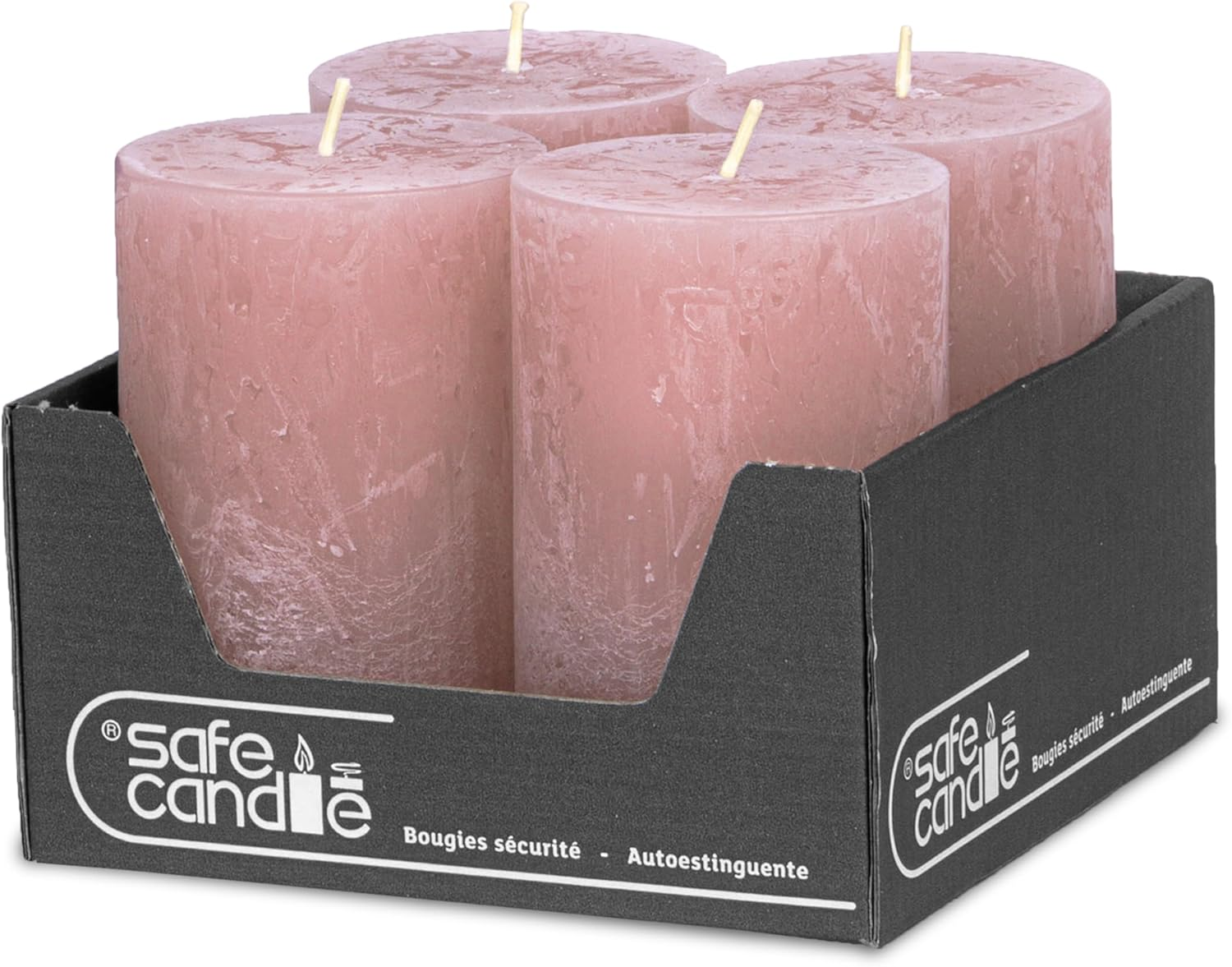 Decolite Pillar Candles Rustic Set of 4 110 X 70 Mm | Self-Extinguishing Safe Candle | Coloured RAL Certified | Burning Time Approx. 51 Hours | Made in Germany | Rustic Decorative Candles by Decolite
