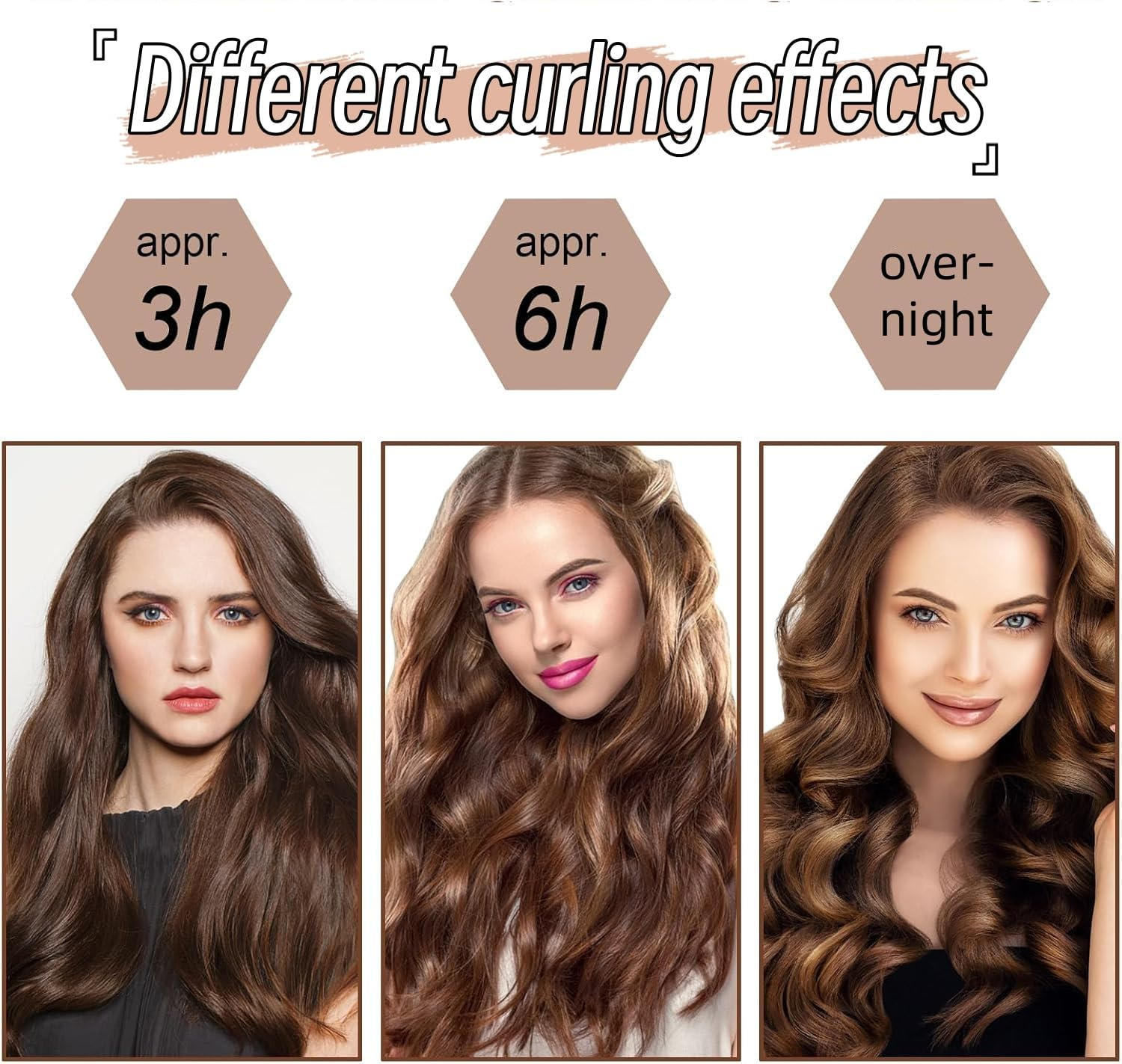 Heatless Overnight Hair Curling Set Heatless Curling Rod Hair Rollers for Long Hair and Short Hair Soft Satin Sleeping Lazy Curler Set with Headband Wrap for DIY Hair Styling Tools (Black, 3 Rod) image number 2