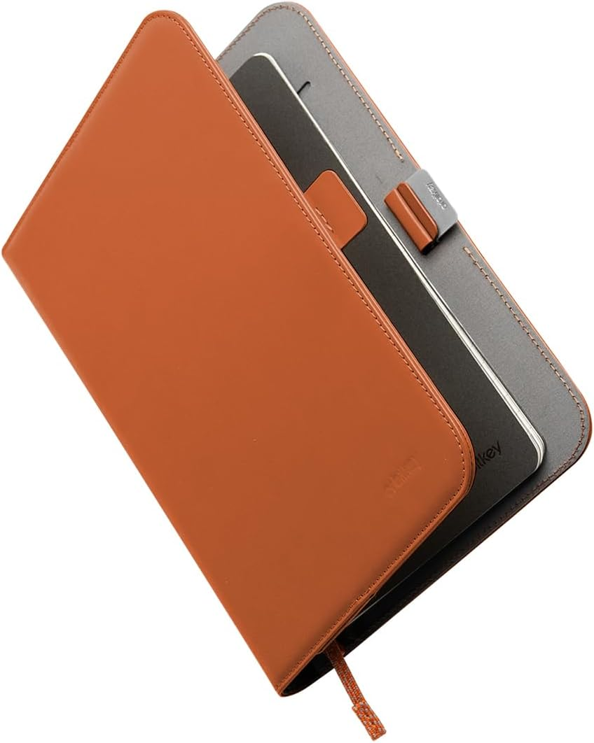 Orbitkey Compendium &ndash; Premium Vegan Leather & Recycled Fabric &ndash; Leather-Free Notebook Cover - Elastic Cord Closure, Hidden Card Slots & Pen Holder &ndash; Professional Organiser & Document Folio (Black, A4)