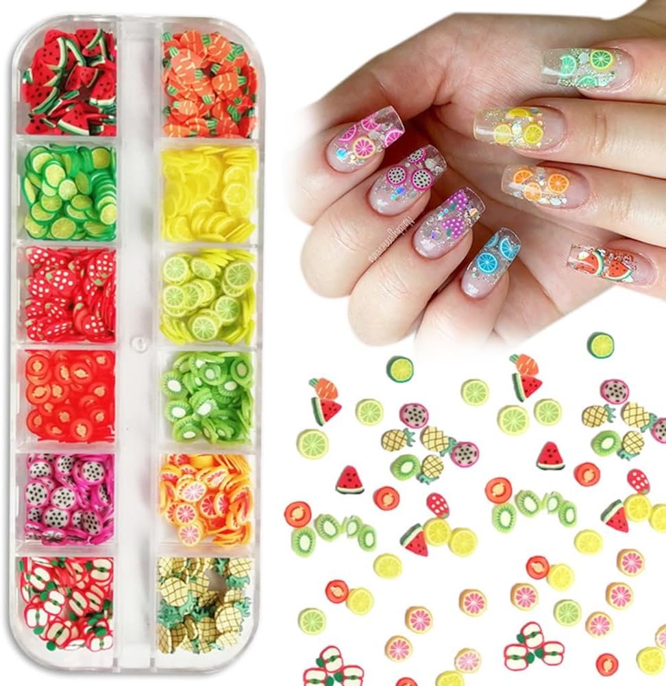 AKOAK 2 Boxes of Crystal Mash Clay Strip Flowers Fruit Slices Apples, Strawberries, Watermelons Nail Crafts Making, Decorations Scrapbook DIY Crafts image number 3