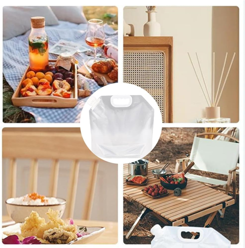 Collapsible Emergency Water Jug Container Bag,Granmagazz Collapsible Water Tank Container 5Pack 10L - PE Water Carrier Portable Water Tank Lightweight Space-Saving Outdoor Folding Water Bag image number 4