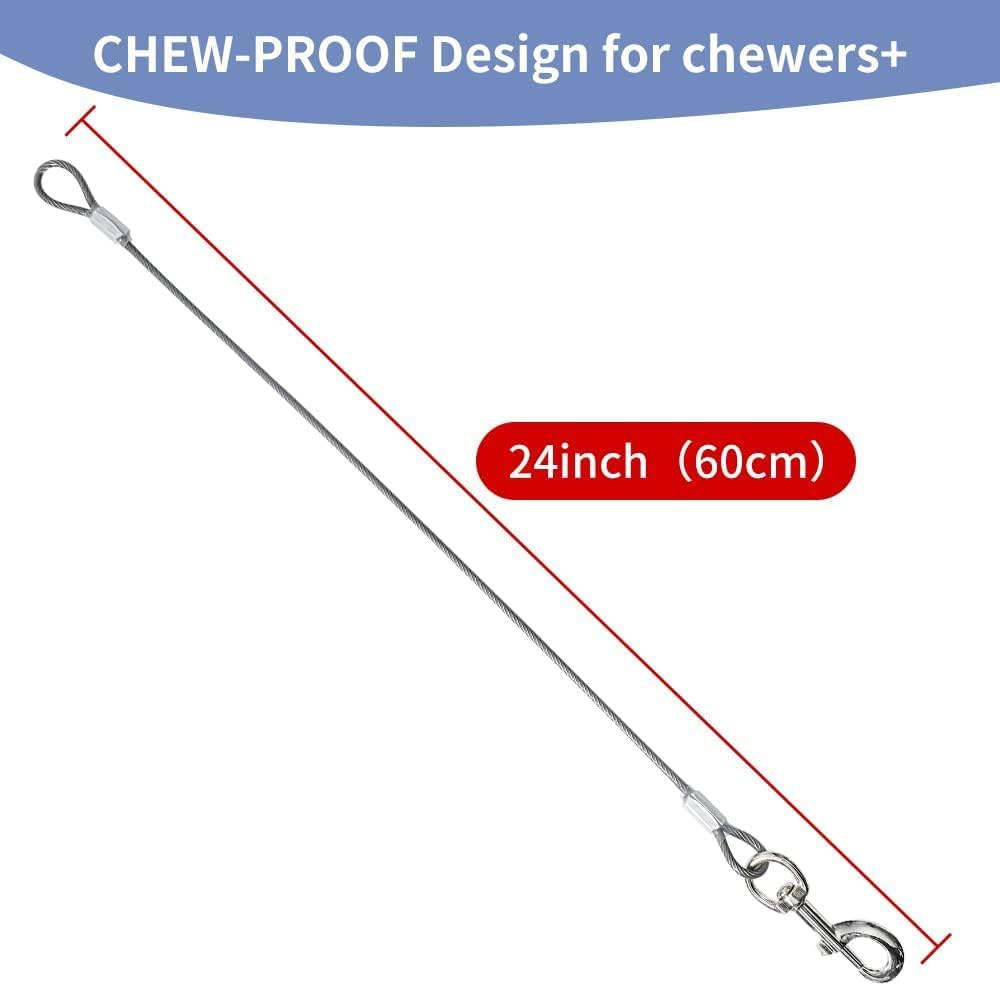 Chew Proof Dog Leash Extension, Support Add to Any Leash (Black+Transparent, 24 Inch/60Cm) image number 5