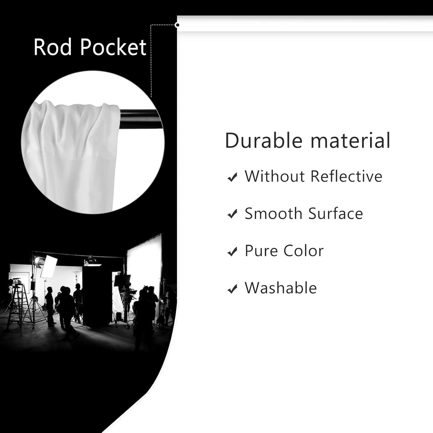 MSKIRA White Backgrounds for Photography 3X3.6M/10X12Ft Screen Backdrop Background Photo Backdrop for Meeting Youtube Video Streaming Gaming image number 3