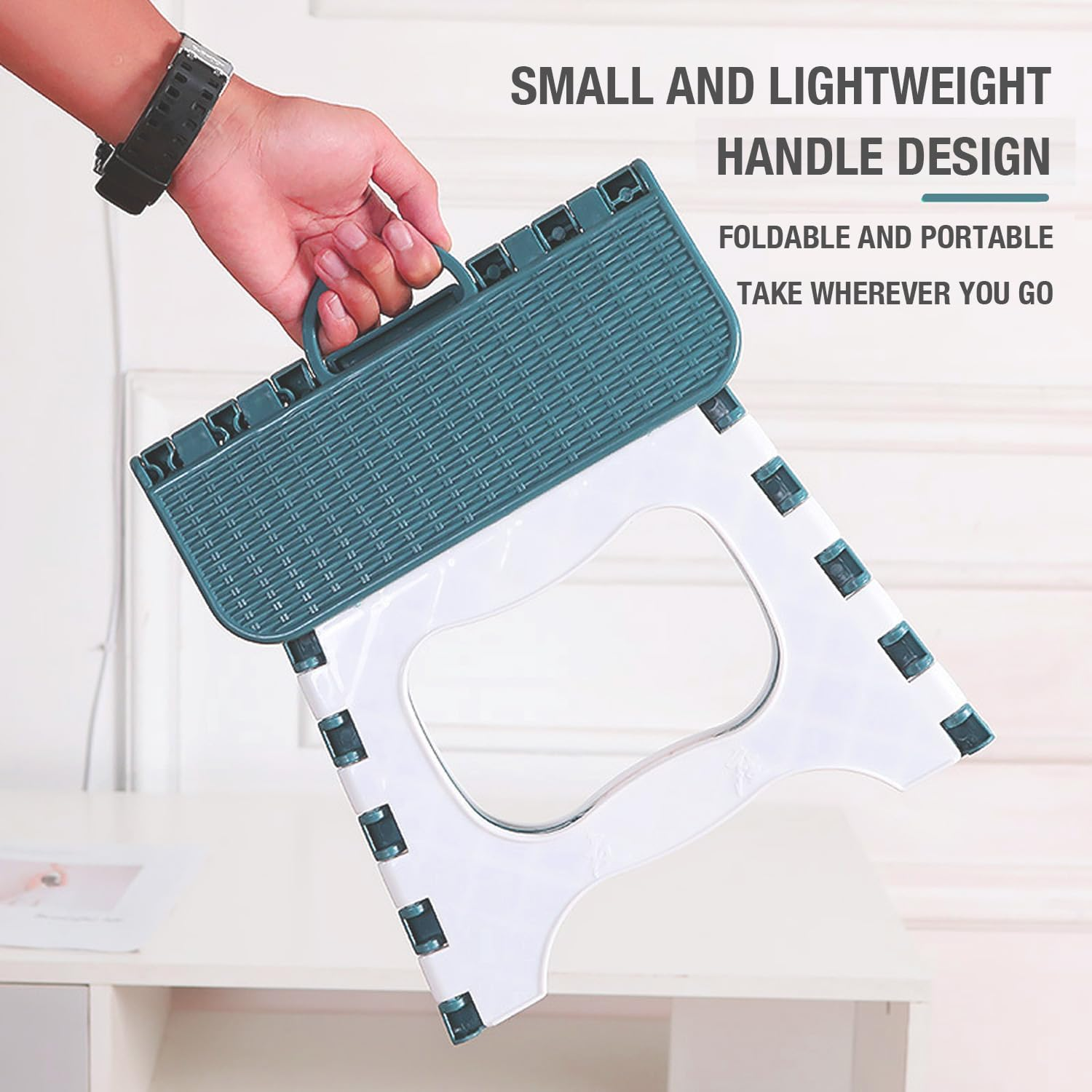 Auzly Foldable Step Stool 11.8Inch |Holds up to 330 Lbs| Collapsible Stool for Adults | Non-Slip Bathroom Step Stool | Portable Folding Stool for Kitchen, Home Storage | Space Saving Design image number 1